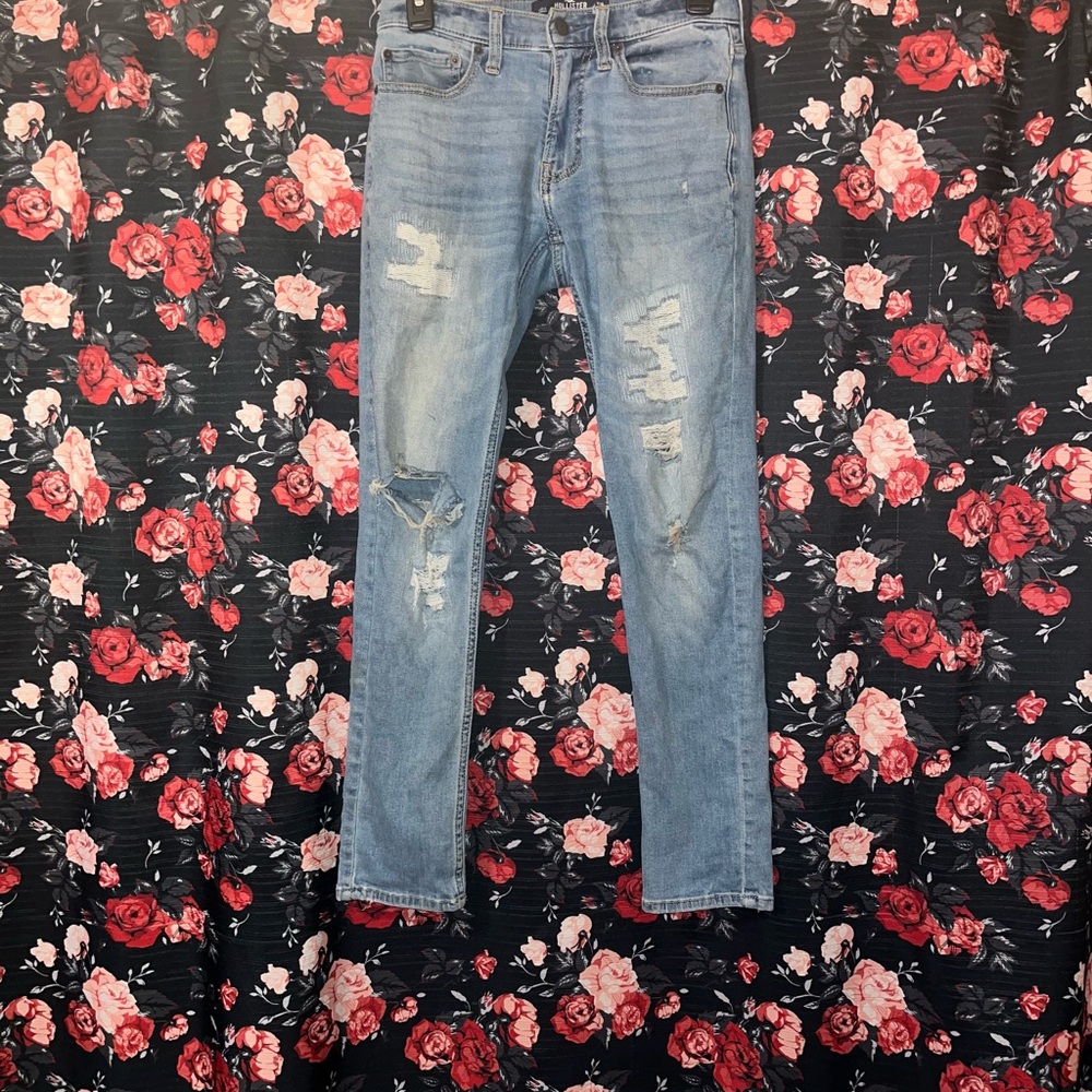 Hollister Light Blue Men’s Skinny Jeans with Distressed Details